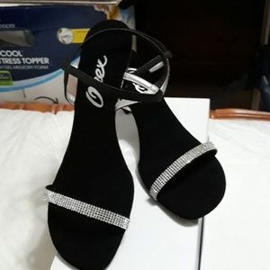 Onex iced black and silver rhinestones sandal